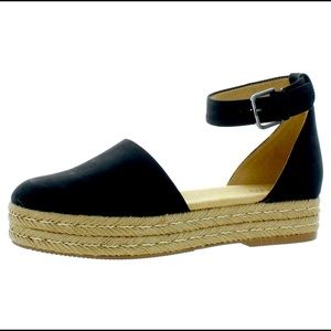 Naturalizer Waverly Black Leather Ankle strap Espadrilles Women’s Sandals